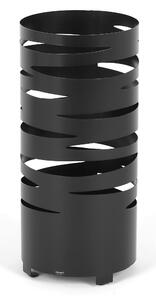 Modern Design Umbrella Stand STRAPPI BIG Laser-Cut Metal Structure Size 25x25xh 58 cm with Raised Feet and Water Collection Tray Pastel Black Colour
