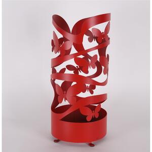 Modern Design Umbrella Stand FARFALLE Laser-Cut Metal Structure Dimensions 25x25xh 57 cm with Raised Feet and Water Collection Tray Colour Red
