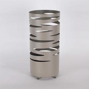 Modern Design Umbrella Stand STRAPPI BIG Laser-Cut Metal Structure Size 25x25xh 58 cm with Raised Feet and Water Collection Tray Pastel Dove Colour