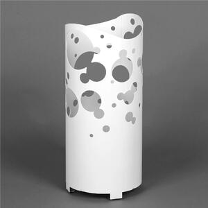 Modern Design Umbrella Stand BIG BOLLE, Laser-cut Metal Structure, Size 25x25xh 57 cm with Raised Feet and Water Collection Tray, White Colour