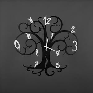 Wall Clock ALBERO DELLA VITA Dimensions 60x h 55 cm with Branches Supporting the Hour Numbers Made of Laser-Cut Metal in Matte Black with White Numbers