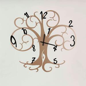 Wall Clock ALBERO DELLA VITA Size 60x h 55 cm with Branches Supporting the Hour Numbers Made of Gold-Coloured Laser-Cut Metal, Black Numbers