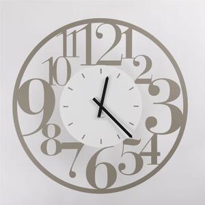 Metal Wall Clock ILENIA 60 cm with Large Metal Numbers and Pastel Taupe White Dial