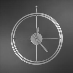 Large 60 cm Modern Wall Clock ESSENZIALE Model, Silver Hands, Laser Cut and Painted with Two-Component Metallic Silver Paint