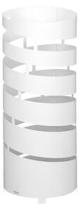 Modern Design Umbrella Stand POP SPIRALE with Laser-Cut Metal Structure, Dimensions 20xh 49 cm, with Raised Feet and Water Collection Tray, White Colour