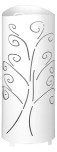 Modern Design Umbrella Stand POP ALBERO DELLA VITA Laser-Cut Metal Structure Dimensions 20xh 49 cm with Raised Feet and Water Collection Tray Colour White
