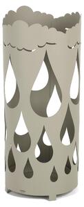 Modern Design Umbrella Stand POP GOCCIA with Laser-Cut Metal Structure, Dimensions 20xh 49 cm with Raised Feet and Water Collection Tray, Pastel Dove Grey Colour