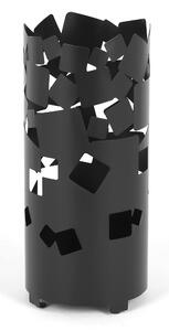 Modern Design Umbrella Stand MATERIA Laser-Cut Metal Structure Dimensions 25x25xh 57 cm with Raised Feet and Water Collecting Tray Black Colour