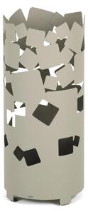 Modern Design Umbrella Stand BIG BOLLE Metal Structure Laser Cut Size 25x25xh 57 cm with Raised Feet and Water Collection Tray in Dove Grey Colour