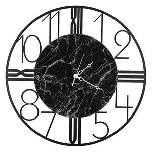 Metal Wall Clock RUOTA in CARRARA Marble with Black Dial Size 52xh 52cm SILVER Hands Matte Black Colour
