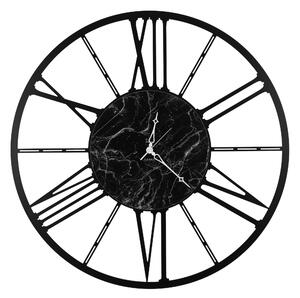 Black Marble RUOTA Metal Wall Clock with Black Dial, Black Hands, Size 80xh 80cm