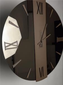 Wall Clock with Structure, VEGA XL Copper Mirror Diameter 80 cm with Metal Hands and Raised BRONZE/CORTEN Coloured Numbers