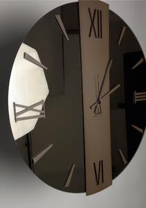 60 cm Wall Clock with Copper Mirror Structure, VEGA BIG Diameter 60 cm, Metal Hands, Raised BRONZE-CORTEN Coloured Numbers, Mirror Clock