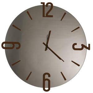 Black Smoked Mirror Wall Clock with Polished Edge Finish, 60 cm, Copper-Coloured Hands, Arabic Numbers in Corten Bronze