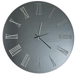 Wall Clock 45 cm Structure, Black Fume' Mirror SIRIO SMALL Diameter 45 cm Metal Hands, Raised Silver Numbers
