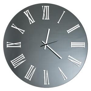 Sirio Small Wall Clock 60 cm Structure, Black Smoked Mirror Diameter 45 cm, Metal Hands, White Embossed Numbers
