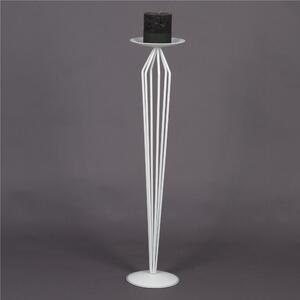 Wrought Iron Floor Standing Candle Holder, Stylised Design, Pastel White, Dimensions 20x20x H 90 cm