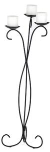 Wrought Iron Floor Candelabra with 3 Arms, Dimensions 33x33x H 101 cm, Candle Holder with Base and Structure in Matte Black Wrought Iron