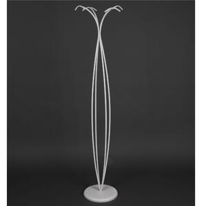 Wrought Iron Floor Standing Column Coat Stand with Round Base and 4 Hooks, Dimensions 40x40x H 175 cm, Pastel White Round Cage Structure
