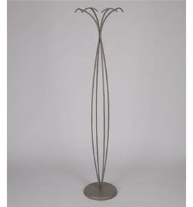 Wrought Iron Floor Standing Column Coat Rack with Round Base and 4 Hooks, Dimensions 40x40x h 175 cm, Pastel Dove Grey Round Cage Structure