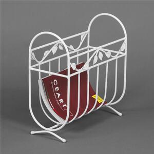 Wrought Iron Magazine Rack Leaf Model Dimensions Length 42x20xh44 cm Classic Style Pastel White Colour