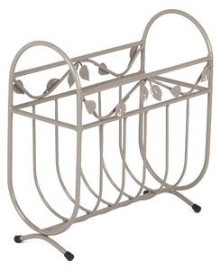 Wrought Iron Magazine Rack Model Foglie Dimensions Length 42x20xh44 cm Classic Style Pastel Dove Grey Colour