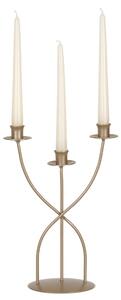 Wrought Iron Candle Holder, Table or Floor 3 Flames, Size 24x15x H 34 cm, Modern Classic Style, Metallic Gold