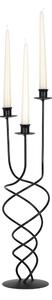 Twisted Iron Table Candlestick, 3 Flames in Wrought Iron, Dimensions 19x19x H 56 cm, Classic Modern Style, Pastel Black