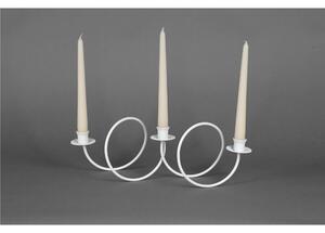 Wrought Iron Table Candelabra with 3 Rings, Modern Style, Pastel White, Dimensions 40x16x H 15 cm