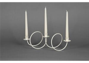 Wrought Iron Candle Holder, Table or Floor 3 Flames, Size 24x15x H 34 cm, Classic Modern Style, IVORY PASTEL - CREAM
