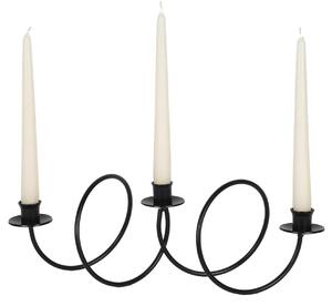 Wrought Iron Candle Holder, Table or Floor Standing, 3 Flames, Size 24x15x H 34 cm, Classic Modern Style, Matte Pastel Black