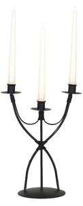 Wrought Iron Candlestick, Table or Floor 3 Flames, Size 24x15x H 34 cm, Classic Modern Style, Pastel Black
