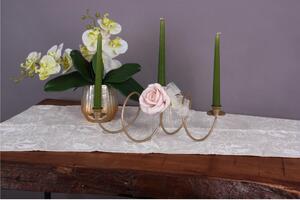 Wrought Iron Candelabra, Table or Floor, 3 Flames, Size 24x15x H 34 cm, Modern Classic Style, Metallic Gold