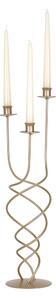 Wrought Iron Twisted 3-Flame Table Candlestick, Gold Metallic, Classic Modern Style, Dimensions 19x19x H 56 cm