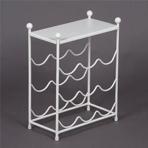Wrought Iron Wine Rack, Size 37x20xh 46 cm, Holds 9 Bottles, Suitable for Country Shabby Proven�al Style, White Colour