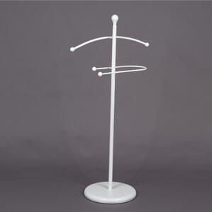 Wrought Iron Valet Stand for Hanging Clothes, Classic Style, Size 51x32xh 110 cm, Matte Pastel White Colour