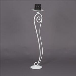 Wrought Iron Baroque Floor Candlestick, Pastel White - Dimensions 20x24x H 95 cm, Candle Holder Diameter 19.5 cm