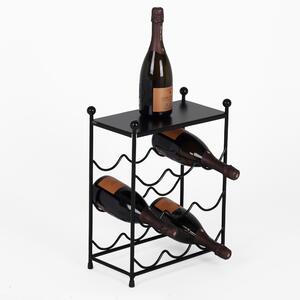 Wrought Iron Wine Rack Size 37x20xh 46 cm Holds 9 Bottles Suitable for Country Shabby Provencal Style Black Colour