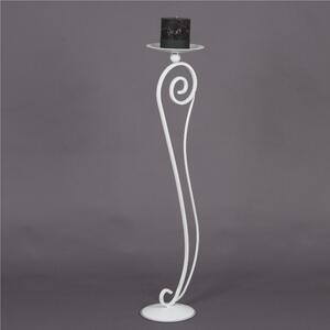 Wrought Iron Floor Candle Holder, Baroque Style, 109 cm Height - Pastel White, Candle Holder Diameter 19.5 cm