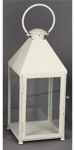 Classic Wrought Iron Lantern in Minimalist Style, Size 30x30xH 70 cm - Suitable for Indoor and Outdoor Use, Handcrafted in Pastel Ivory Cream