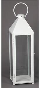 Classic Wrought Iron Lantern in Minimalist Style Size 30x30xh 120 cm - Suitable for Both Outdoor and Indoor Use, Handcrafted, Pastel White Colour