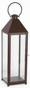 Classic Wrought Iron Lantern Minimalist Style Size 30x30xh 120 cm - Suitable for Outdoor and Indoor Use Handcrafted Bronze Corten Colour