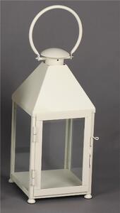 Classic Wrought Iron Lantern Minimalist Style Dimensions 25x25xh 48 cm - Suitable for Outdoor and Indoor Handcrafted Ivory Pastel Cream