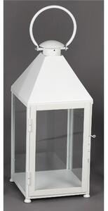 Classic Wrought Iron Lantern in Minimalist Style Size 30x30xH 70 cm - Suitable for Outdoor and Indoor Use Handcrafted Pastel White Colour