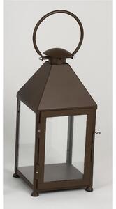 Classic Wrought Iron Lantern Minimalist Style Size 25x25xh 48 cm - Suitable for Both Outdoor and Indoor Handcrafted in Corten Bronze Colour