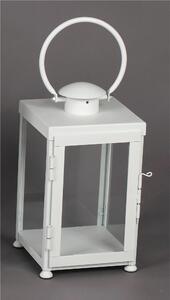 Wrought Iron Minimalist Small Flat Lantern Dimensions 25x25xh 42 cm - Suitable for Outdoor and Indoor Handcrafted Matte White