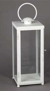 Wrought Iron Flat Lantern LARGE Minimalist Style Dimensions 30x30xh 73 cm - Suitable for Outdoor and Indoor Environments Handcrafted Matte White Colour