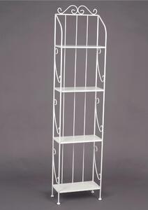 Wrought Iron Shelving Unit SLIM with 4 Tiers, Dimensions 41x22x h 168 cm - Weight 11.1 Kg, Handcrafted, Matte Pastel White Colour
