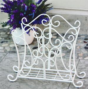 Wrought Iron Magazine Rack ROMANTICO Model with Curls Size 46x25xh 39 cm Classic Style Pastel White Colour