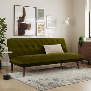 Rosie Buttoned Velvet Sofa Bed Olive